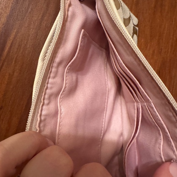 Coach Beige Signature C-Zip Wristlet - Picture 5 of 6